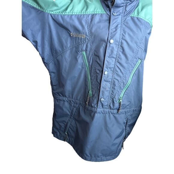 Columbia Coat Anorak Blue Winter Parka Blue Green 3/4 Button VINTAGE Size Large - Picture 4 of 14